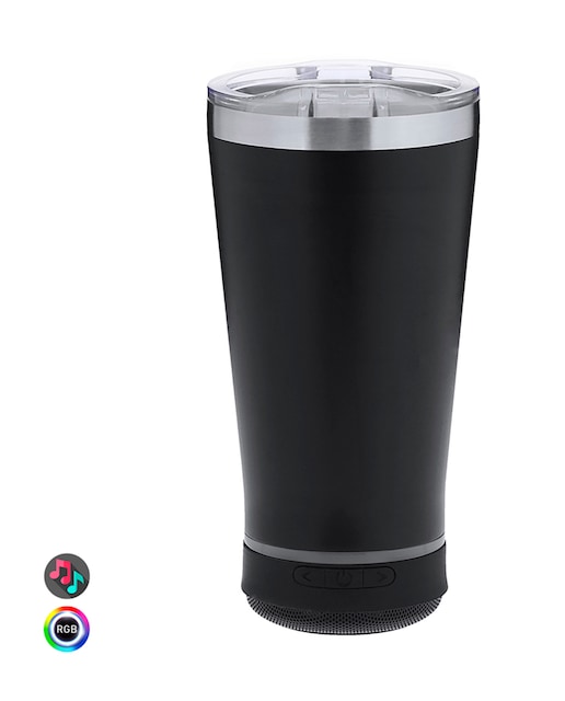 Imagen 0 de Vaso Térmico con Altavoz Bluetooth e iluminación LED RGB. Con 440 ml de capacidad, en acero inoxidable de doble pared. Libre de BPA.
