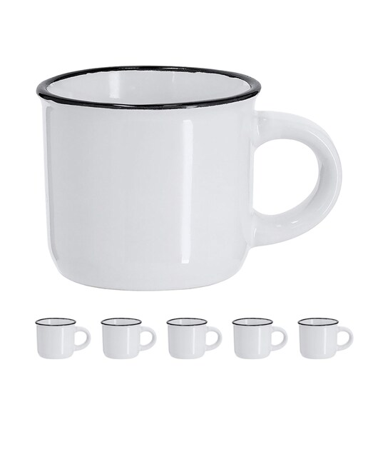 Imagen 0 de Pack de 6 Tazas de cerámica de 85ml de capacidad con diseño vintage. En elegante diseño bicolor.