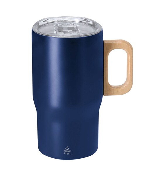 Imagen 0 de Taza térmica en Acero Inox Reciclado de doble pared con 400 ml de capacidad y asa rígida de madera para mayor comodidad. Libre de BPA.