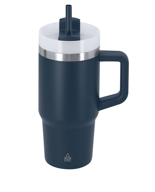 Imagen 0 de Taza térmica en Acero Inox Reciclado de doble pared y 450 ml de capacidad. Con tapadera de cierre a presión con orificio para beber
