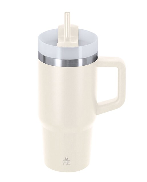 Imagen 0 de Taza térmica en Acero Inox Reciclado de doble pared y 450 ml de capacidad. Con tapadera de cierre a presión con orificio para beber
