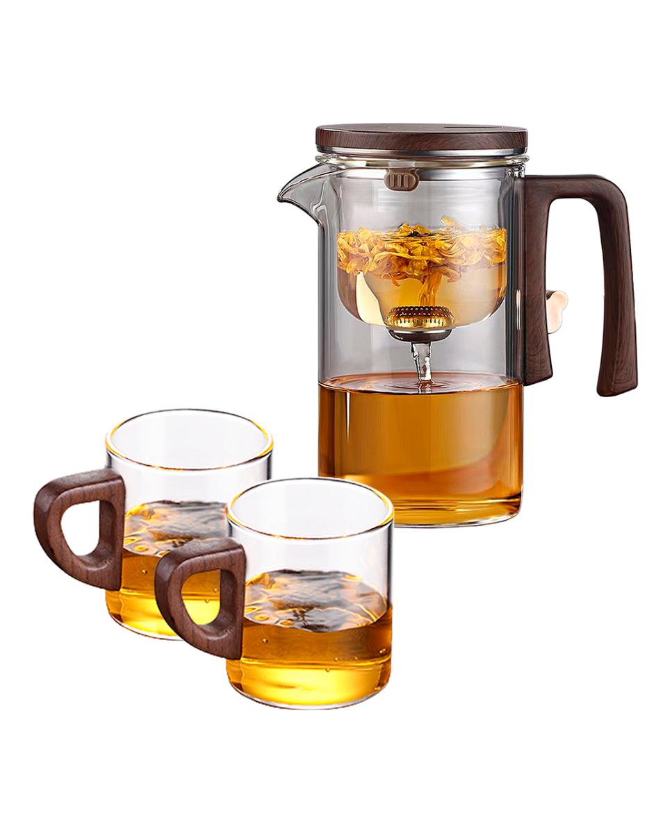 Imagen 0 de Tetera de cristal de 520ml con filtración magnética con 2 tazas.