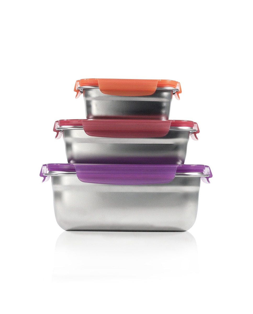 Imagen 0 de Fiambrera de acero inox con tapa plastico