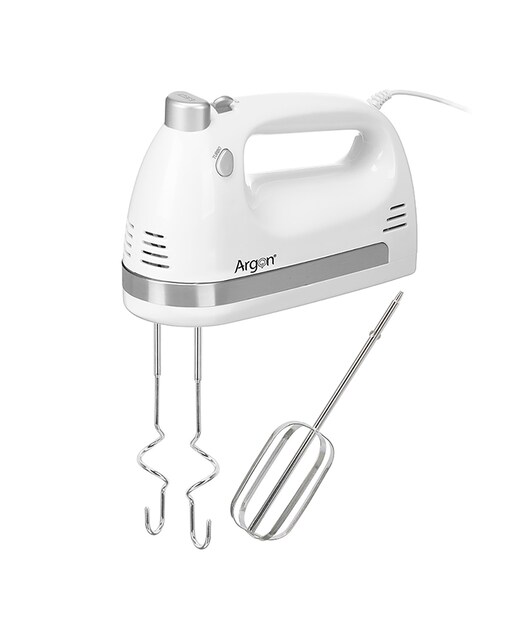 Imagen 0 de Batidora blanca de mano con doble varilla. 5 velocidades con 400W. Incluye acoples para batir y amasar.