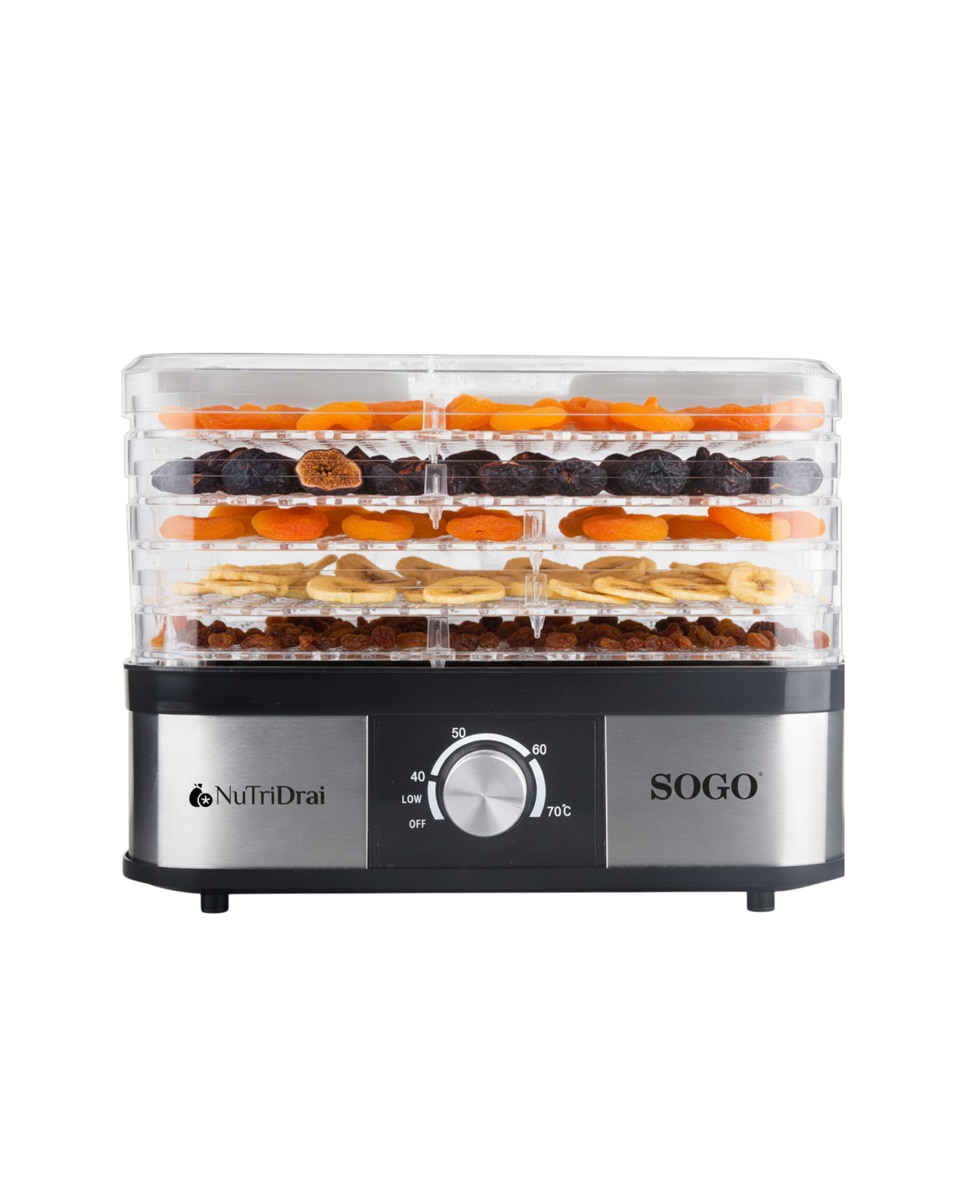 Imagen 0 de Deshidratador eléctrico de alimentos con 5 bandejas ajustables de acero inoxidable y luz indicadora 245w