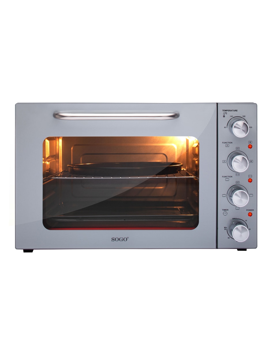 Imagen 0 de Horno eléctrico gris-negro con 6 funciones de cocción y puerta de doble vidrio 48l - 1500w