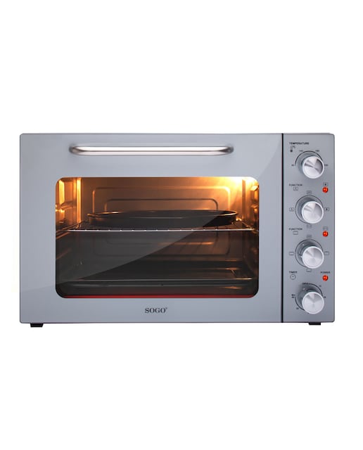 Imagen 0 de Horno eléctrico gris-negro con 6 funciones de cocción y puerta de doble vidrio 48l - 1500w