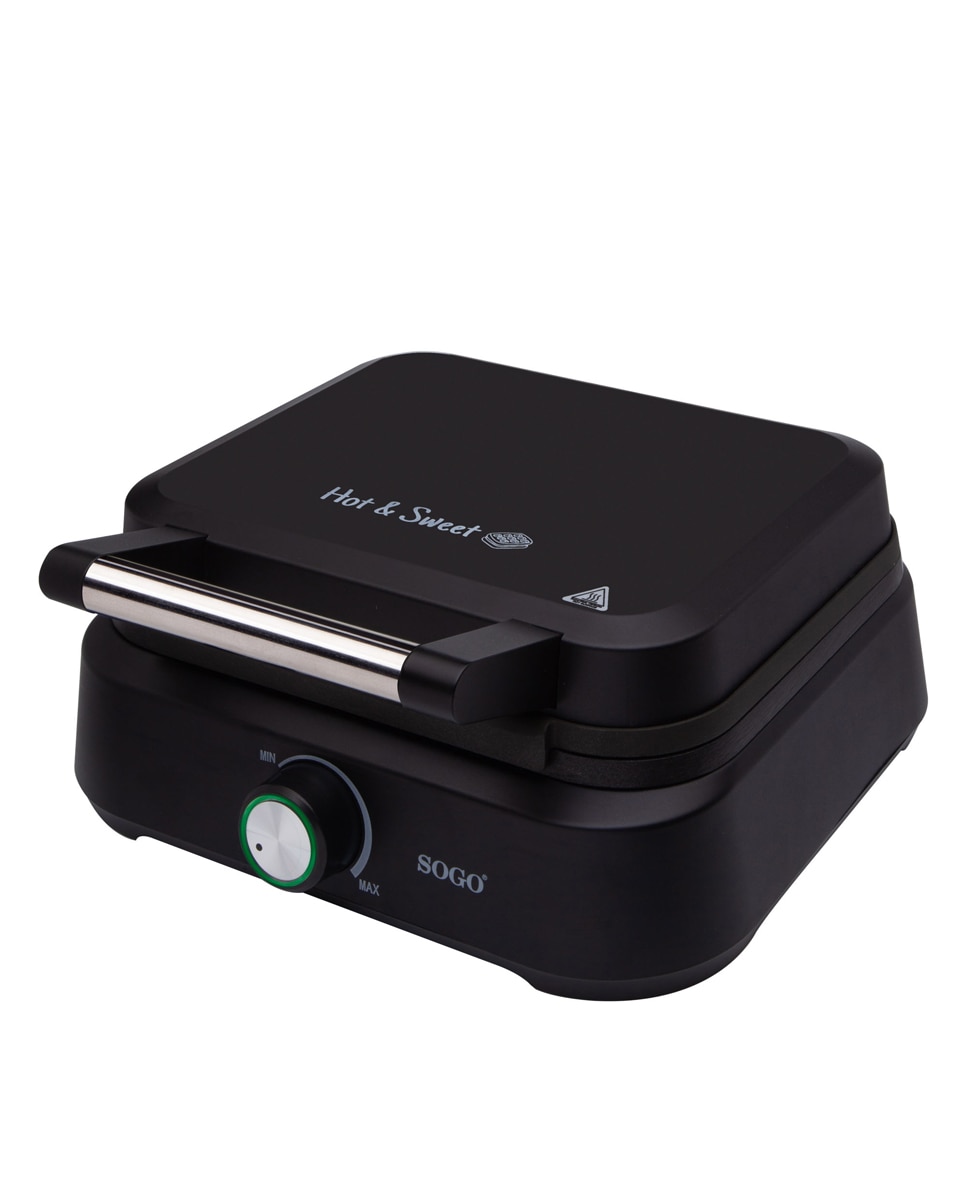 Gofrera con asa de acero inoxidable con tacto frío y sistema antiderrames - 1500w, negro — oferta en Primeriti