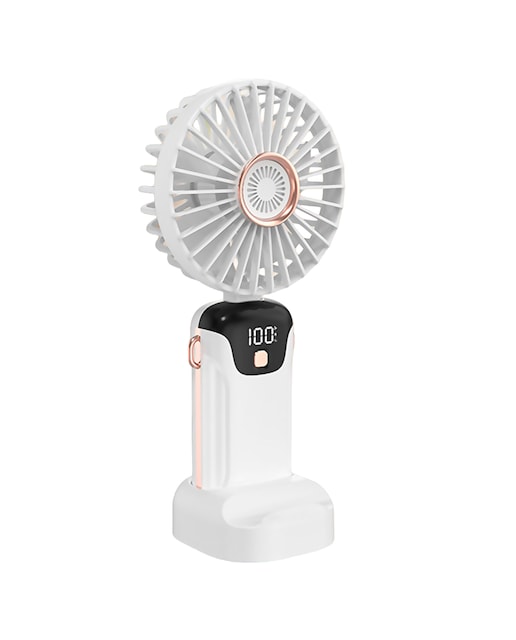 Imagen 0 de Mini ventilador de mano con aromaterapia, pantalla LED, 5 velocidades, giro con ángulo ajustable de 90° y batería recargable.