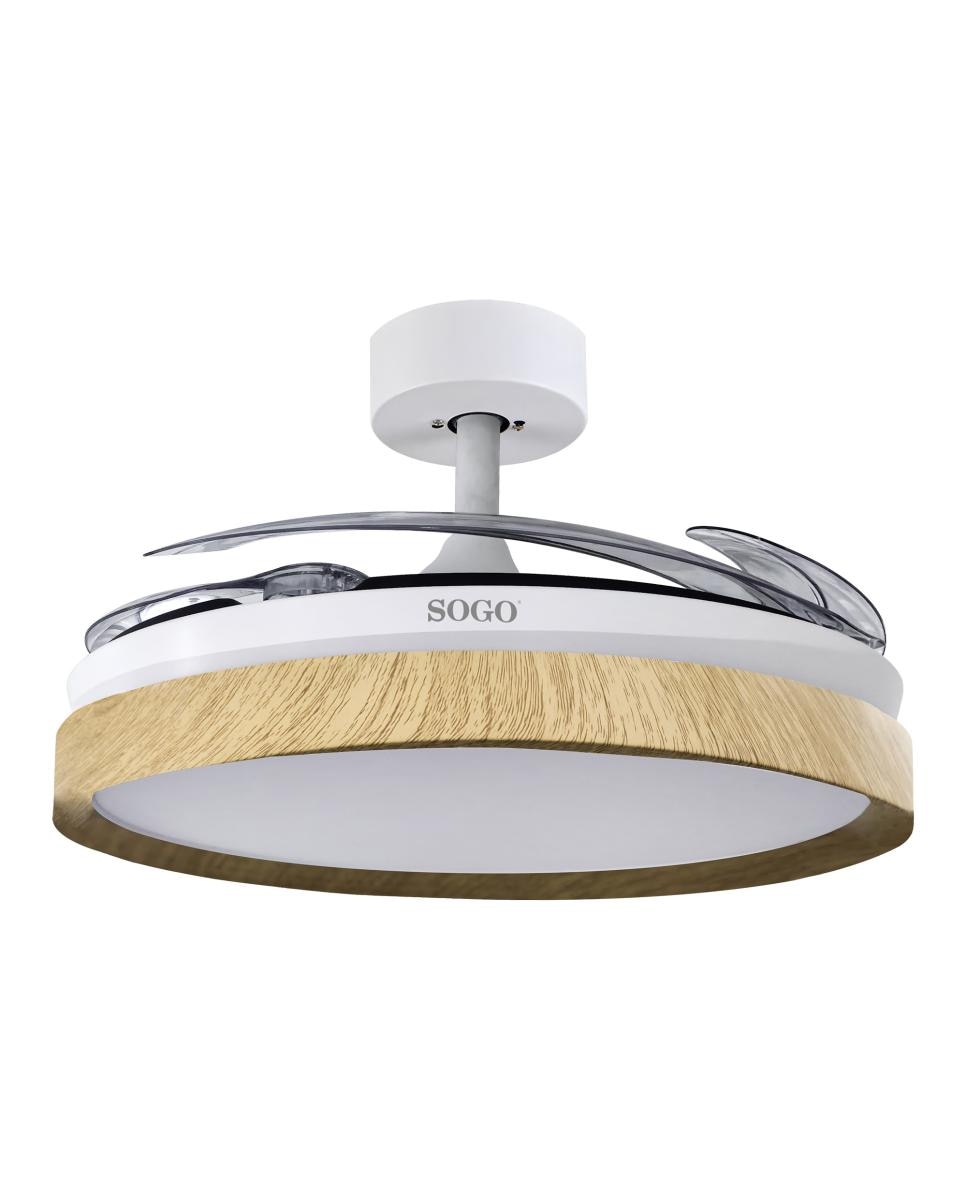 Imagen 0 de Ventilador de techo con luz led, plegable, reversible, 3 aspas color madera