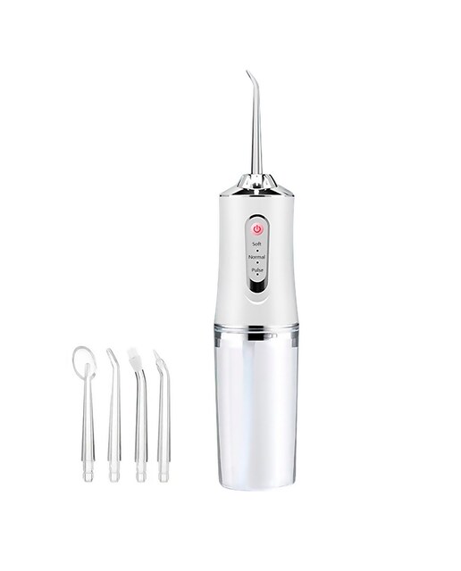 Imagen 0 de Irrigador bucal recargable con 4 boquillas. Déposito de 230ml, rotación de 360° y 3 modos de uso.