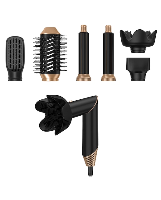 Imagen 0 de Secador de pelo plegable 5 en 1 con tecnología iónica, 1000 W de potencia y 3 niveles de temperatura ajustable.