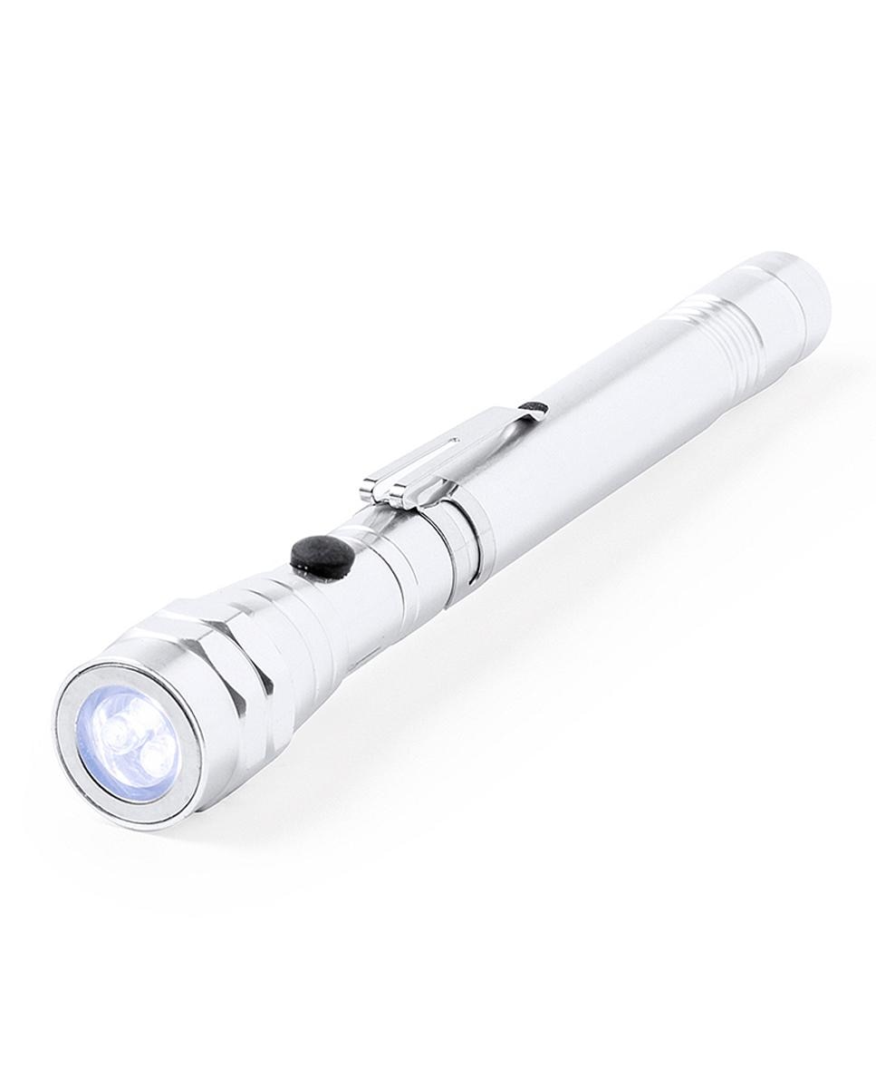 Imagen 0 de Linterna Lachman de aluminio extensible y flexible con 3 LEDs, imán, pilas de botón incluidas y clip metálico.
