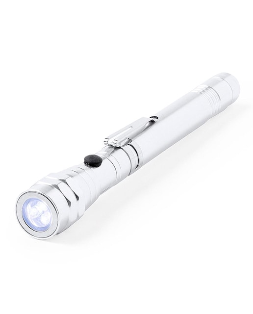 Imagen 0 de Linterna Lachman de aluminio extensible y flexible con 3 LEDs, imán, pilas de botón incluidas y clip metálico.