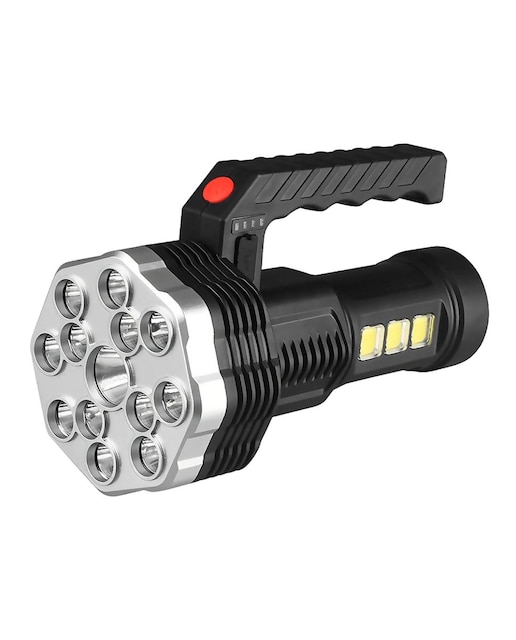 Imagen 0 de Linterna LED de alto rendimiento con 13 LEDs, 4 niveles de brillo, luz COB auxiliar y batería recargable de 1200mAh.