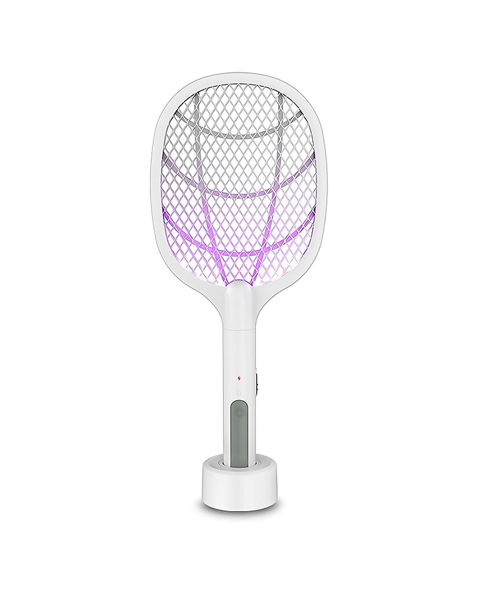 Imagen 0 de Raqueta matamosquitos eléctrica con 3000V de descarga, 1200mAh de batería y base de sujeción.
