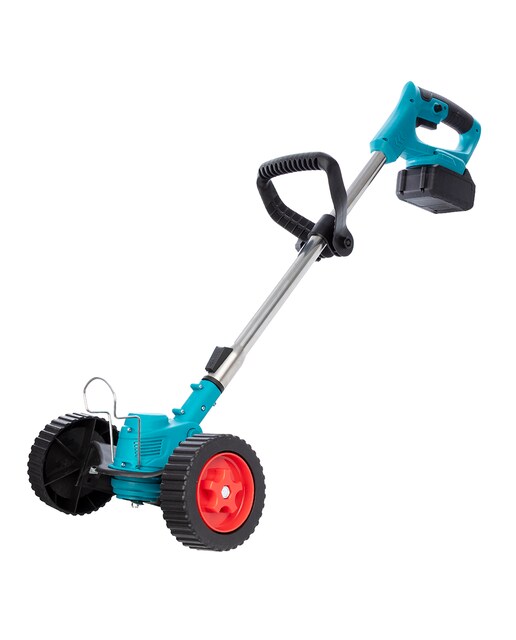 Imagen 0 de Cortadora de césped y maleza inalámbrica eléctrica portátil, recargable, con ruedas.