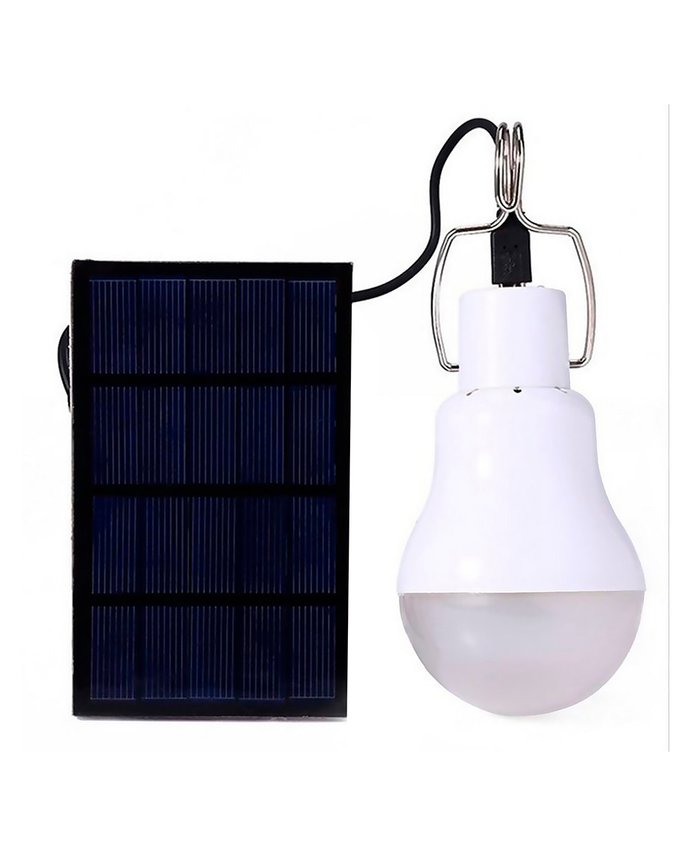Imagen 0 de Bombilla LED con carga DC y solar. Luz blanca con 200lm y batería recargable de 400mAh, 5W con hasta 16 horas de uso.