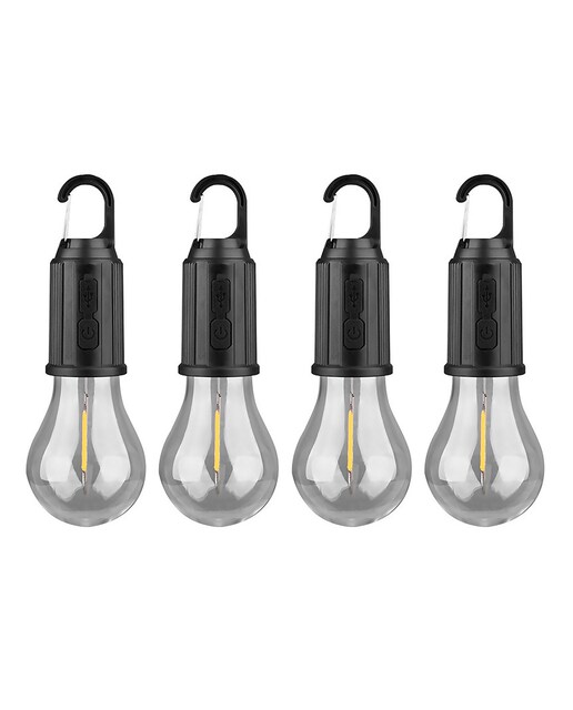 Imagen 0 de Pack de 4 bombillas LED T01, con gancho para colgar, batería recargable de 400mAh,