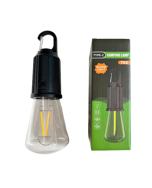 Imagen 0 de Bombilla LED T02 V2, con gancho para colgar, batería recargable de 400mAh, 5W y luz templada hasta 12 horas de duración, resistente a la lluvia.