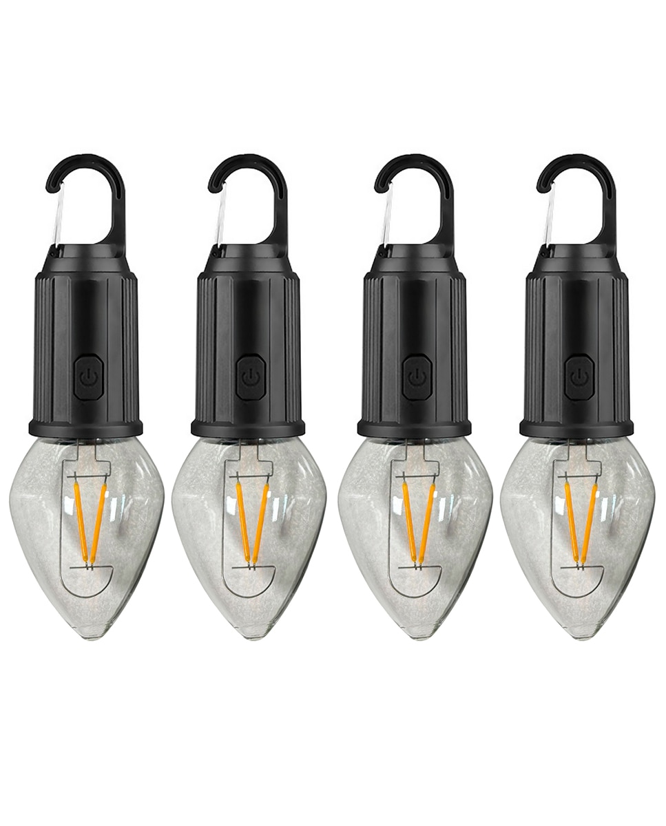 Imagen 0 de Pack de 4 bombillas LED T03 V2, con gancho para colgar, batería recargable de 400mAh,