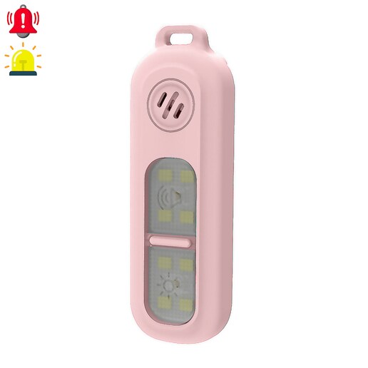 Imagen 0 de Alarma SOS personal con luz LED brillante blanca, roja y azul, sonido de 130dB. Batería recargable y activación rápida por pulsación.
