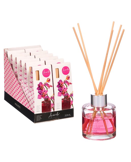 Imagen 0 de Pack 12 mikados con olor a orquídea. Frasco de 30ml y 6 varillas de fragancia.