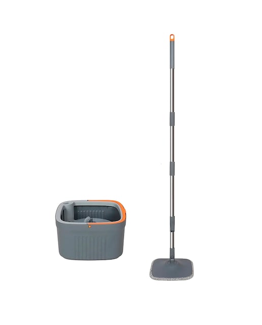 Imagen 0 de Mopa giratoria con cubo de separación de agua limpia y sucia, sistema manos libres y cabezal 360°. Apta para limpieza en seco y húmedo.