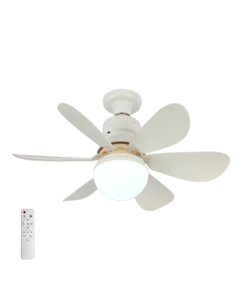 Imagen 0 de Ventilador de techo FS-HX-R420 de 42 cm. Adaptador E27, 3 velocidades y luz LED regulable de 12 W. Incluye mando a distancia.