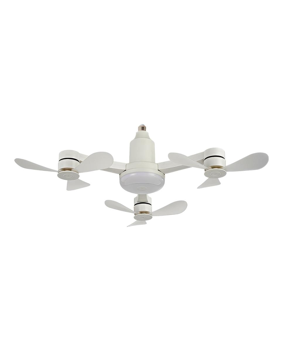 Imagen 0 de Ventilador triple de techo FS-WRJ-R680 de 68 cm. Adaptador E27, 3 velocidades y luz LED regulable de 16 W. Incluye mando a distancia.