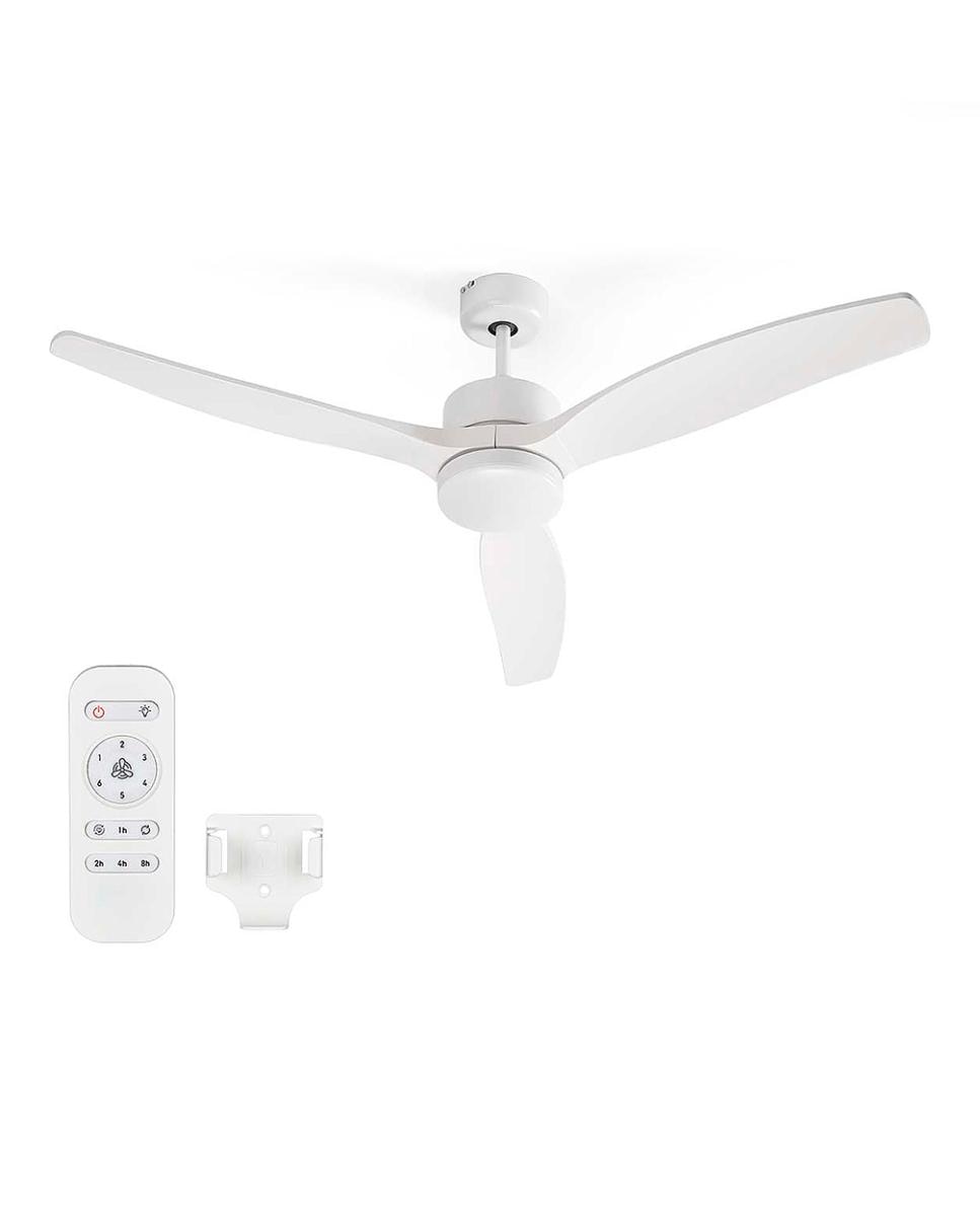 Imagen 0 de Ventilador de techo de 132 cm con motor DC de 40W, 3 aspas, luz LED de 22W, 3100 lm y 6 velocidades. Incluye mando a distancia.