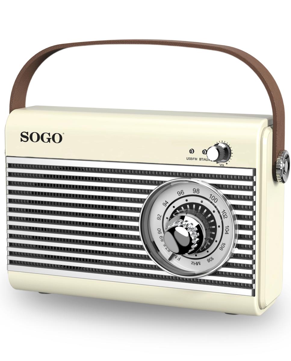 Imagen 0 de Radio retro con altavoz, fm, usb y aux, bt 5.3, diseño vintage portátil con asa de correa.