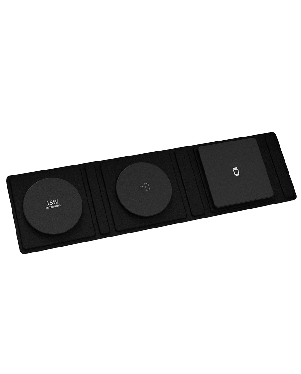Imagen 0 de Base de carga plegable portátil, de cuero. Magsafe 15W + Qi 5W + SmartWatch 3W.