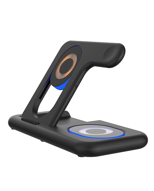 Imagen 0 de Base de carga plegable 5 en 1. Base Magsafe 15W ajustable, cargador de Apple Watch y base Qi. Con luz de noche táctil. Función stand.