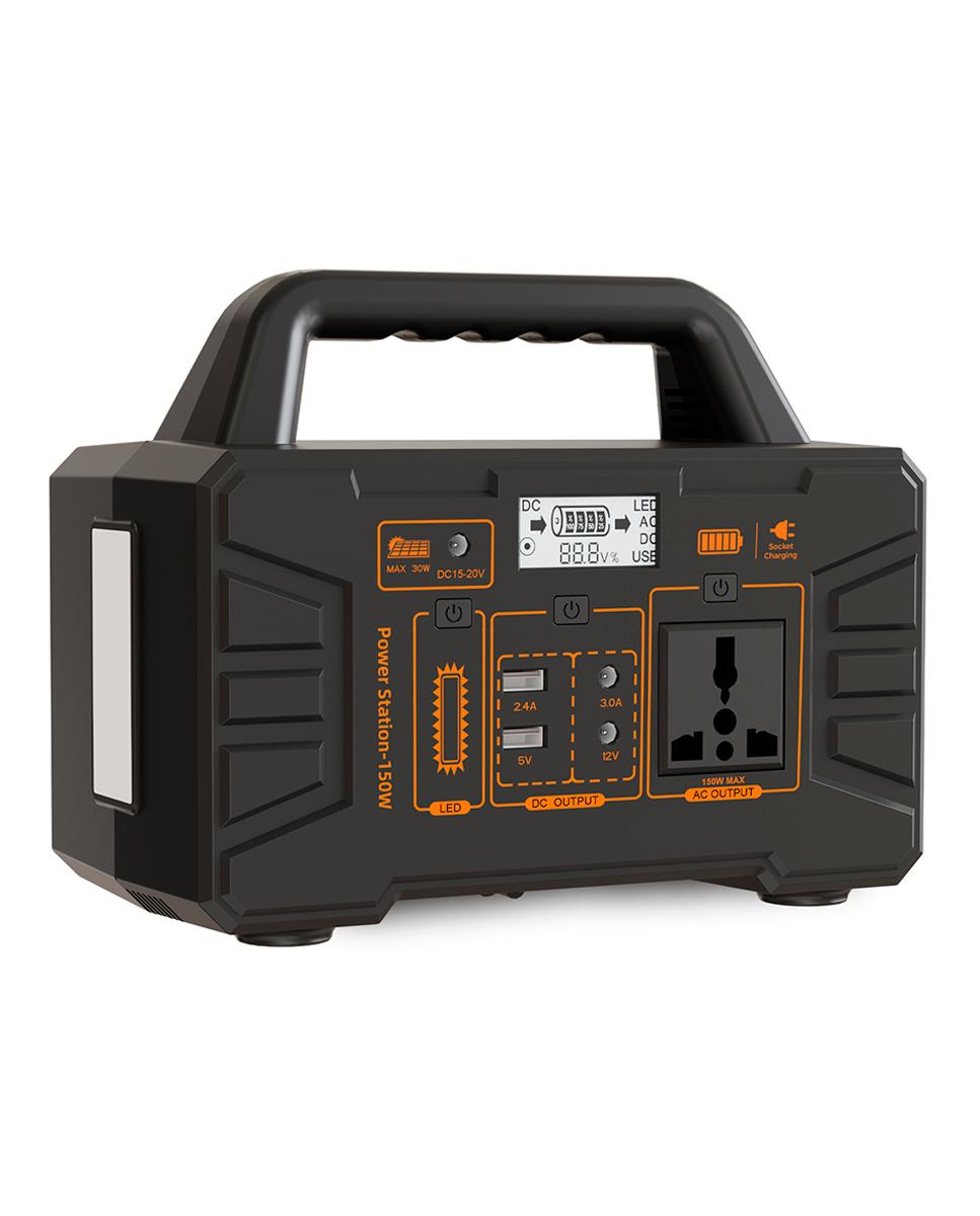 Imagen 0 de Estación de energía portátil EG017PB. 150W y batería de 12V 9Ah. Con panel solar de 20W incluido. Luz LED integrada con 4 modos.