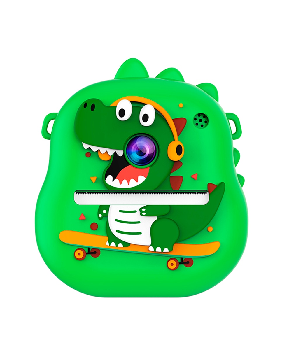 Imagen 0 de Cámara infantil de 50MP, video de 1080p, camara dual, pantalla de 2" y zoom digital 16x. Con impresión instantánea. Diseño dinosaurio.