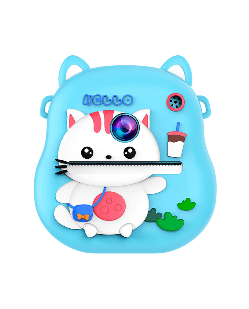 Imagen 0 de Cámara infantil de 50MP, video de 1080p, camara dual, pantalla de 2" y zoom digital 16x. Con impresión instantánea. Diseño gato.
