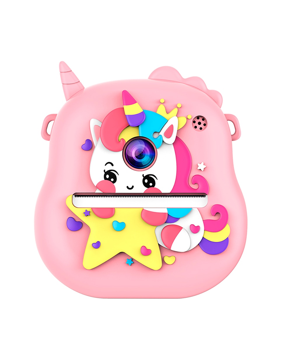 Imagen 0 de Cámara infantil de 50MP, video de 1080p, camara dual, pantalla de 2" y zoom digital 16x. Con impresión instantánea. Diseño unicornio.