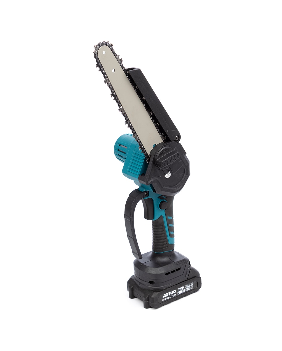 Imagen 0 de Mini motosierra inalámbrica 21V con hoja de 8 pulgadas, 2 baterías de 6500 mah y maletín de transporte.