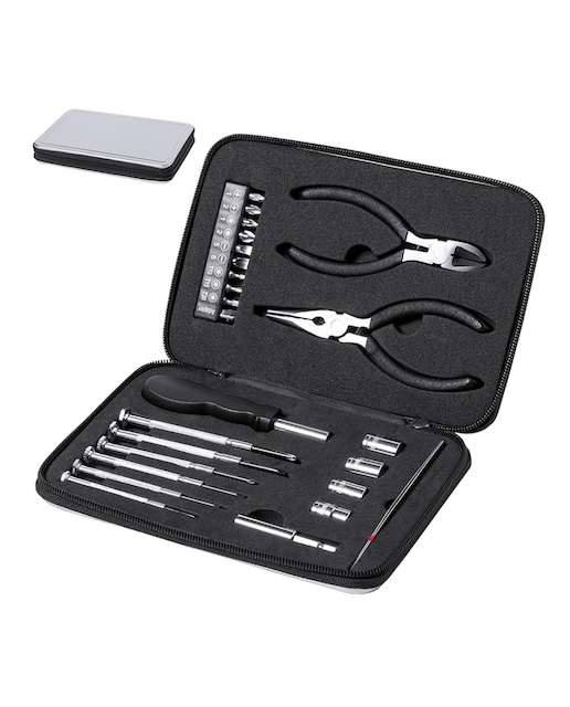 Imagen 0 de Set de herramientas Ambery con 25 accesorios en estuche de aluminio.