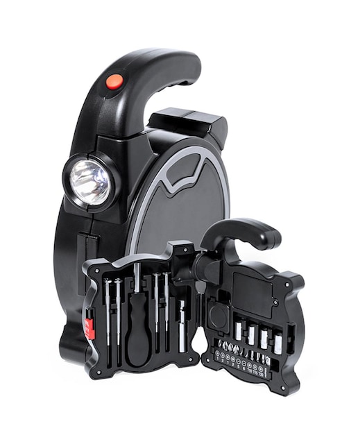 Imagen 0 de Set de herramientas Hancuk. Estuche de ABS con linterna de 4 LEDs incorporada, 21 accesorios y mango ergonómico.