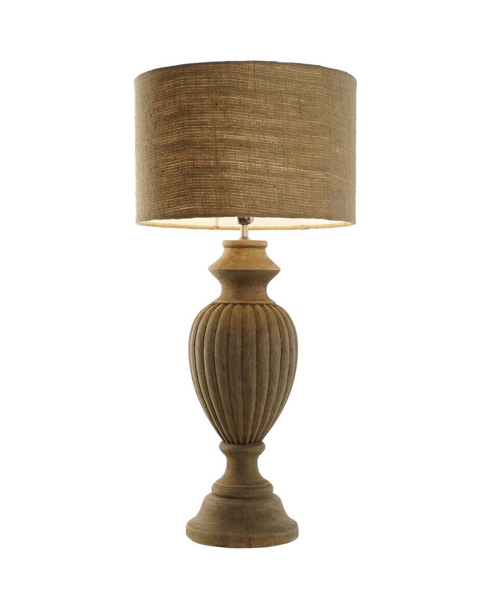 Imagen 0 de Lampara sobremesa madera yute 44x44x91 tallado