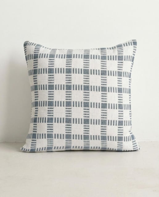 Imagen 0 de Pack 2 Fundas cojín jacquard cuadros azul