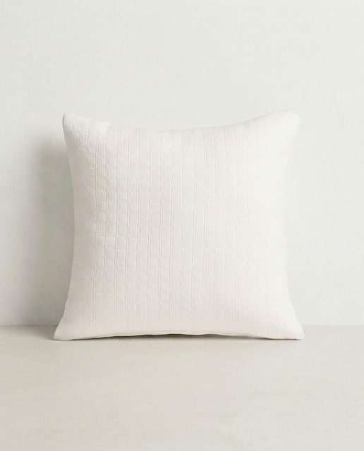 Imagen 0 de Pack 2 Fundas cojín jacquard lisa textura cuadros blanco