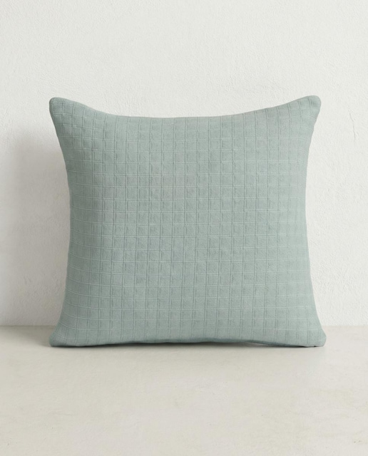 Imagen 0 de Pack 2 Fundas cojín jacquard lisa textura cuadros agua