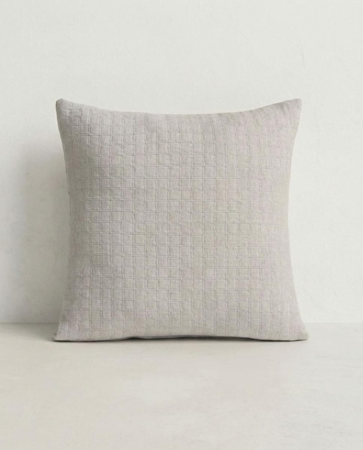 Imagen 0 de Pack 2 Fundas cojín jacquard lisa textura cuadros gris