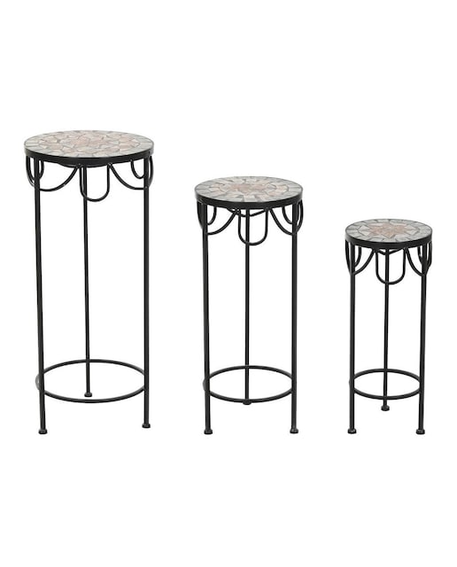 Imagen 0 de Mesita auxiliar set 3 forja 30x30x69 8,00 mosaico