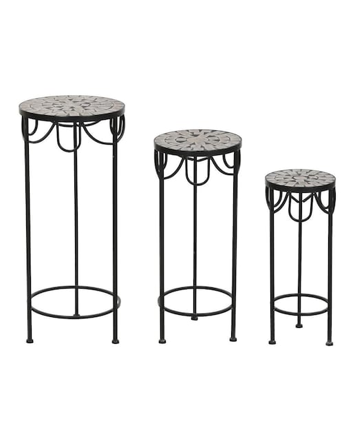 Imagen 0 de Mesita auxiliar set 3 forja 30x30x69 8,00 mosaico