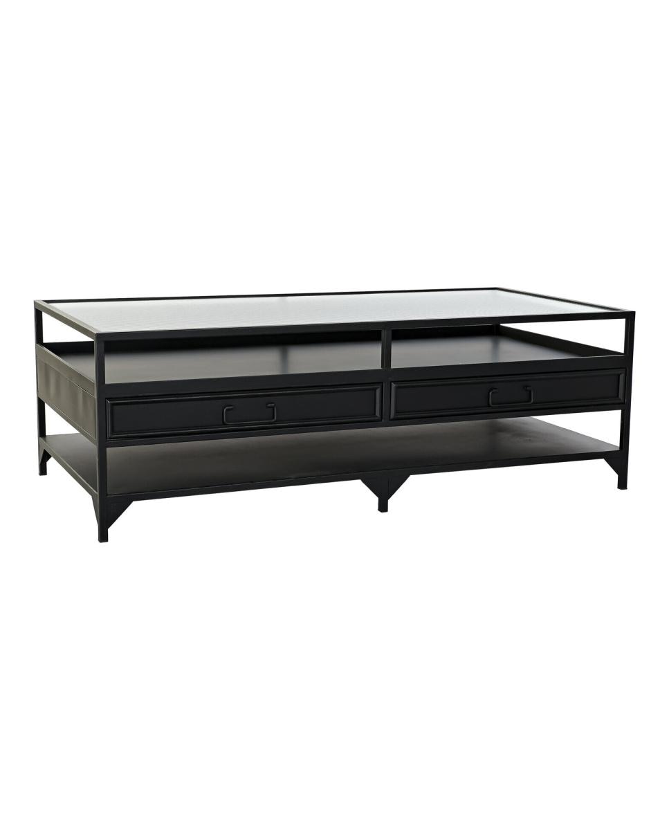 Imagen 0 de Mesa café metal cristal 120 x 60 x 40 negro