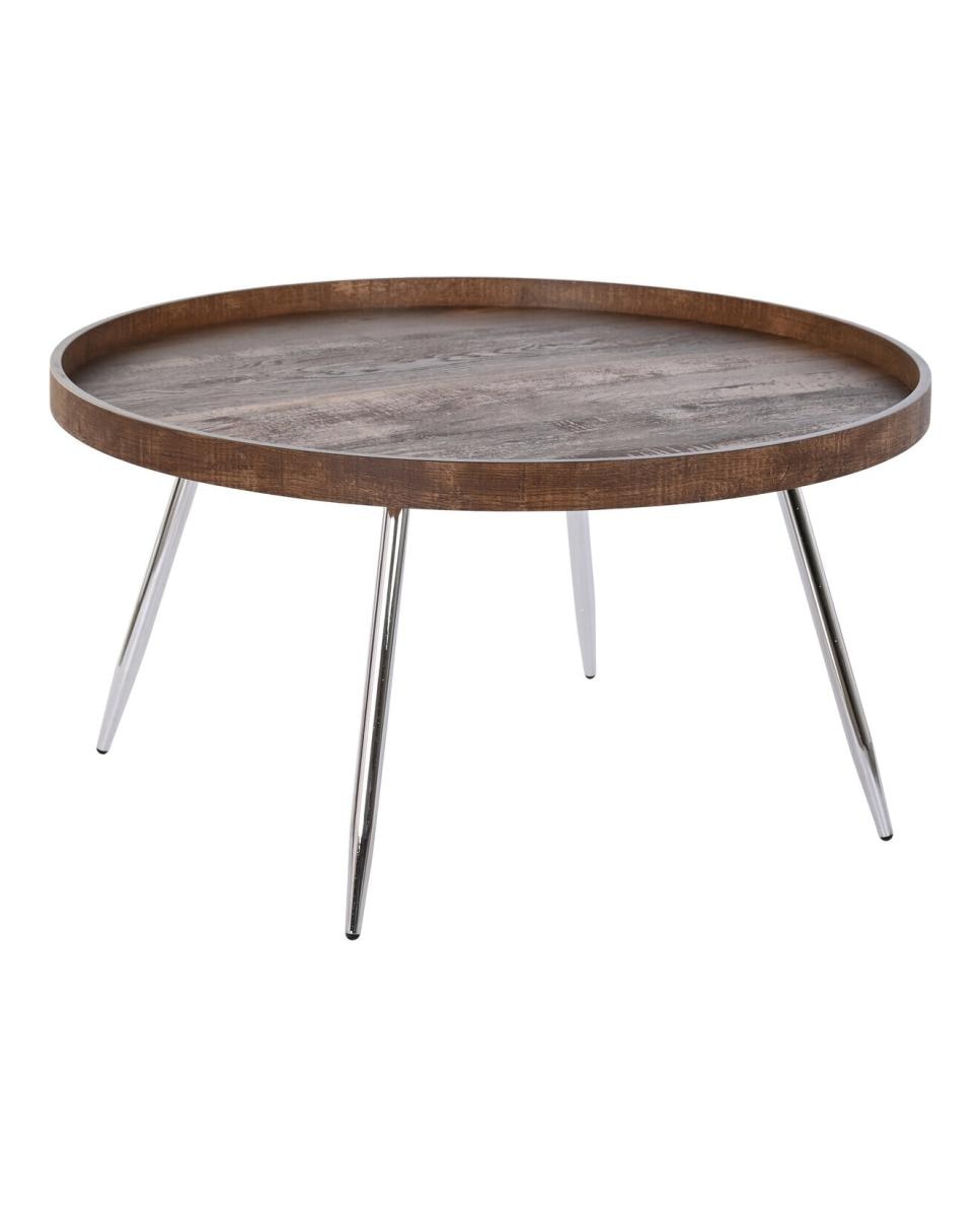 Imagen 0 de Mesa cafe acero mdf 78 x 78 x 41,5 marrón